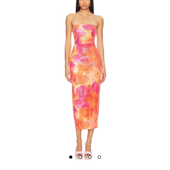 Runaway The Label Oralie Midi Dress – Orange Floral (XS) - Picture 1 of 5